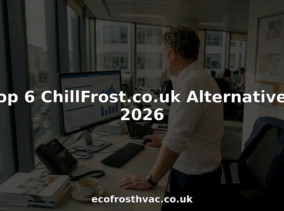 Facilities manager comparing refrigeration suppliers in office