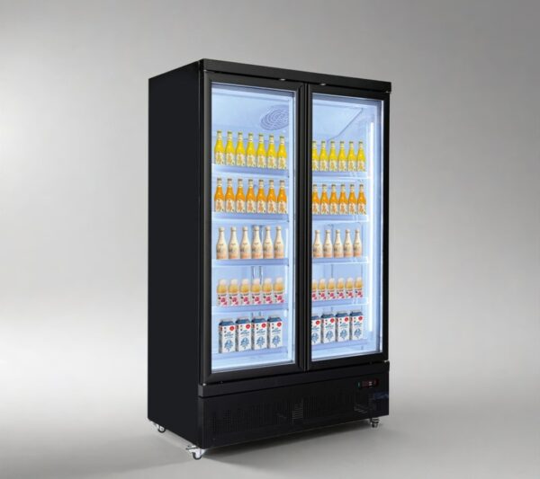 Double door commercial fridge — EcoFrost 2 glass door display refrigerator
