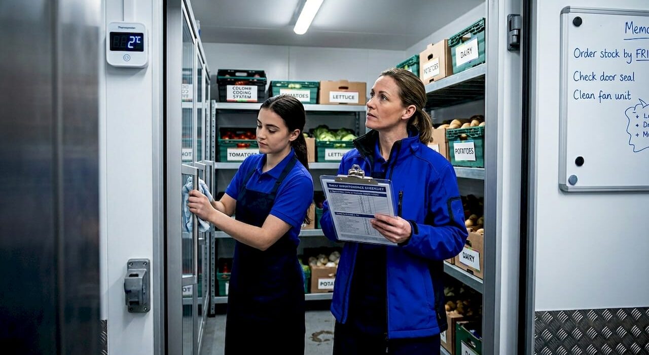 1777601665535_Team-conducting-daily-refrigeration-checks-in-walk-in-fridge-2 Team conducting daily refrigeration checks in walk-in fridge
